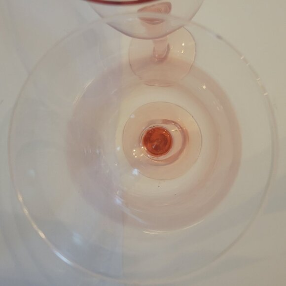 Set Of 2 Vintage Pink Glass Wine Goblets - Picture 4 of 7